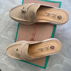 Loro Piana leather sheepskin slippers for ladies